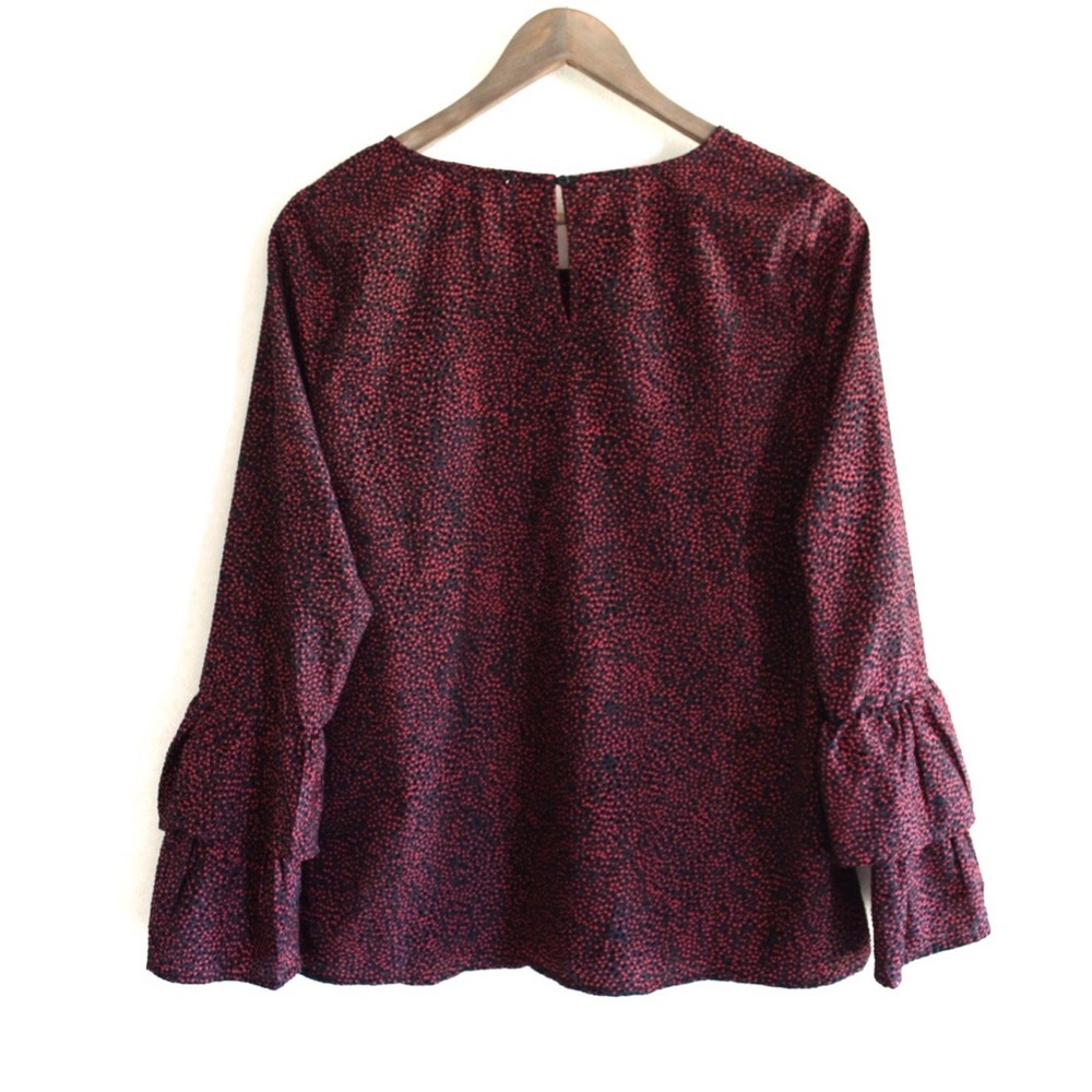 Lucky Brand Red Dot Ruffle Bell Sleeve Blouse M - Picture 5 of 8
